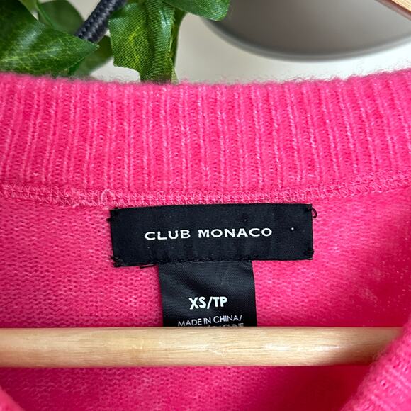 CLUB MONACO Wool Pullover Crewneck Sweater Hot Pink Sz XS {AA35} - Picture 2 of 4